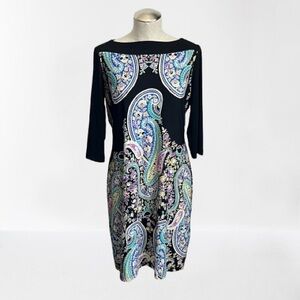 🌻 Emma & Michele Black Paisley Midi Dress